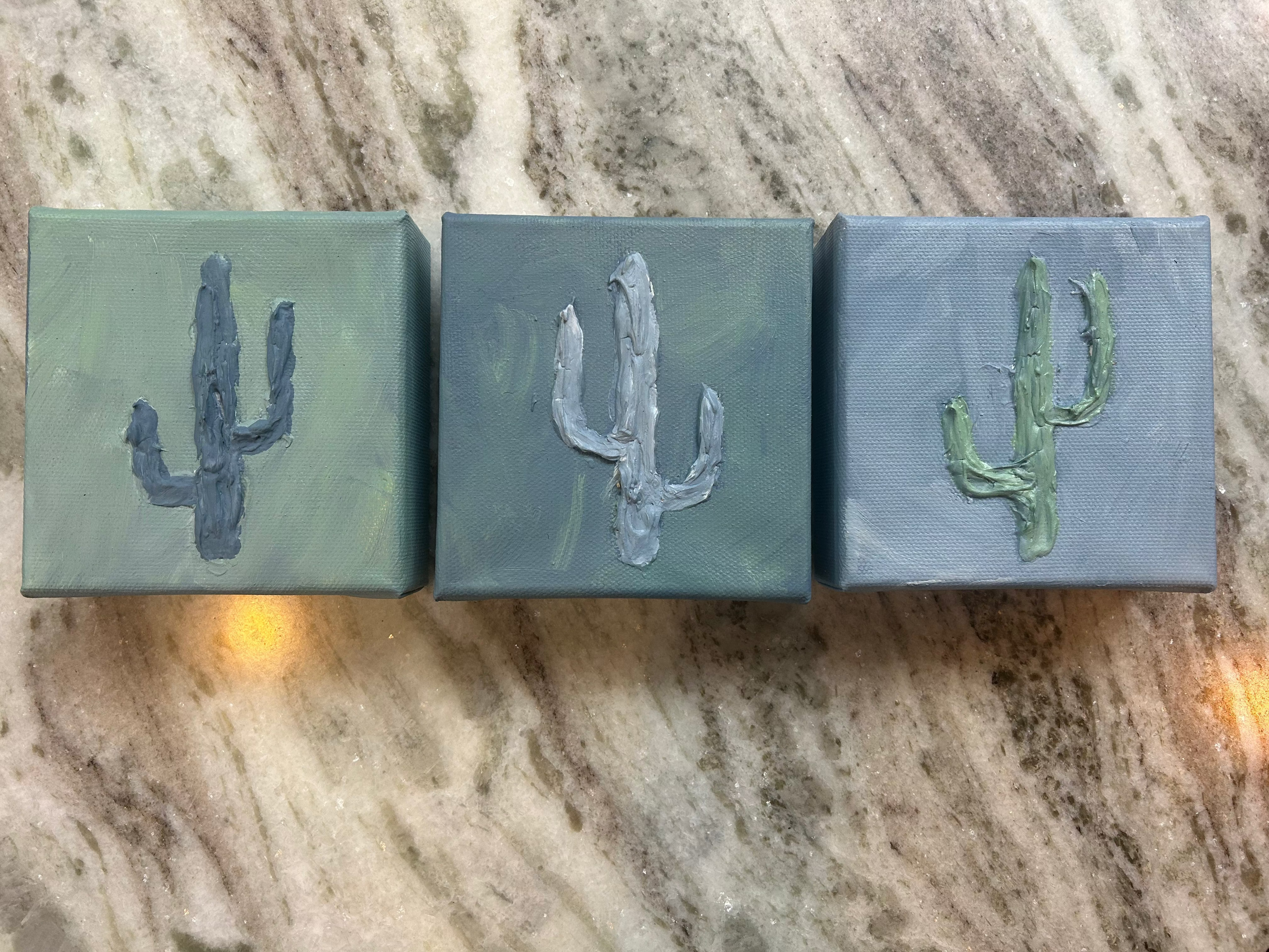 Original Acrylic Blue Hour Cacti Set (3)