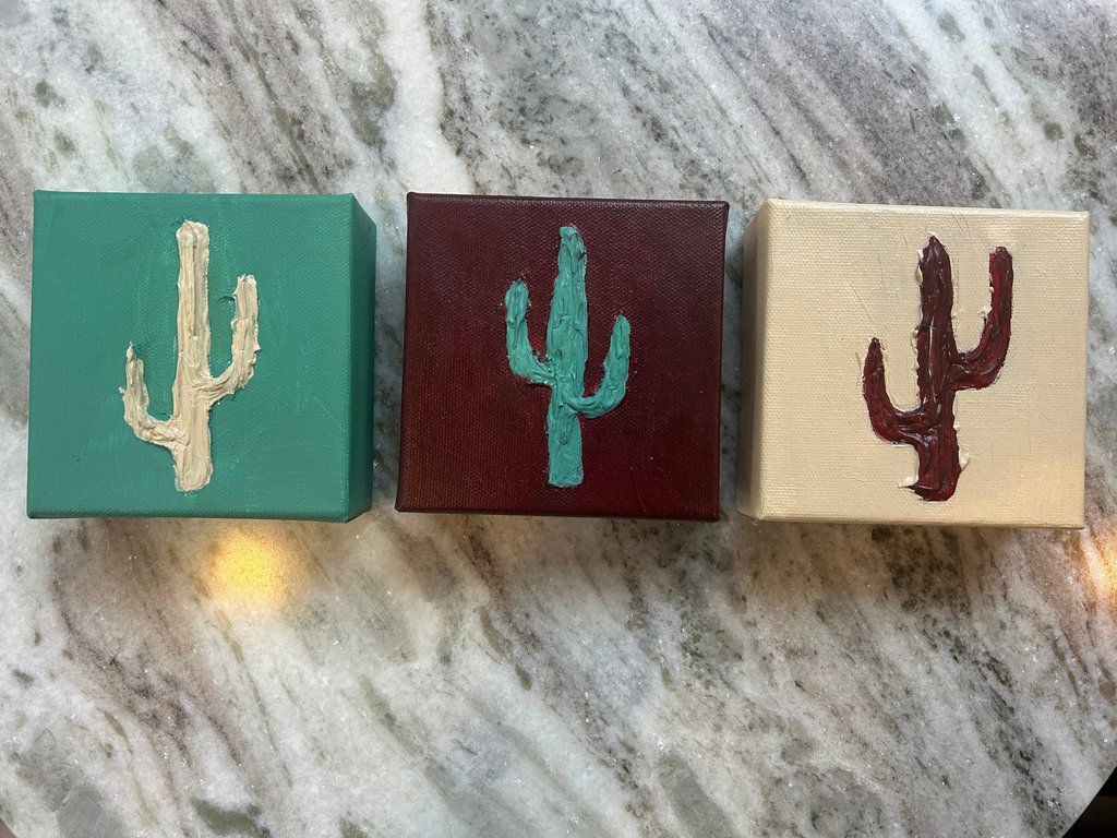 Original Acrylic Wild West Cacti Set (3)