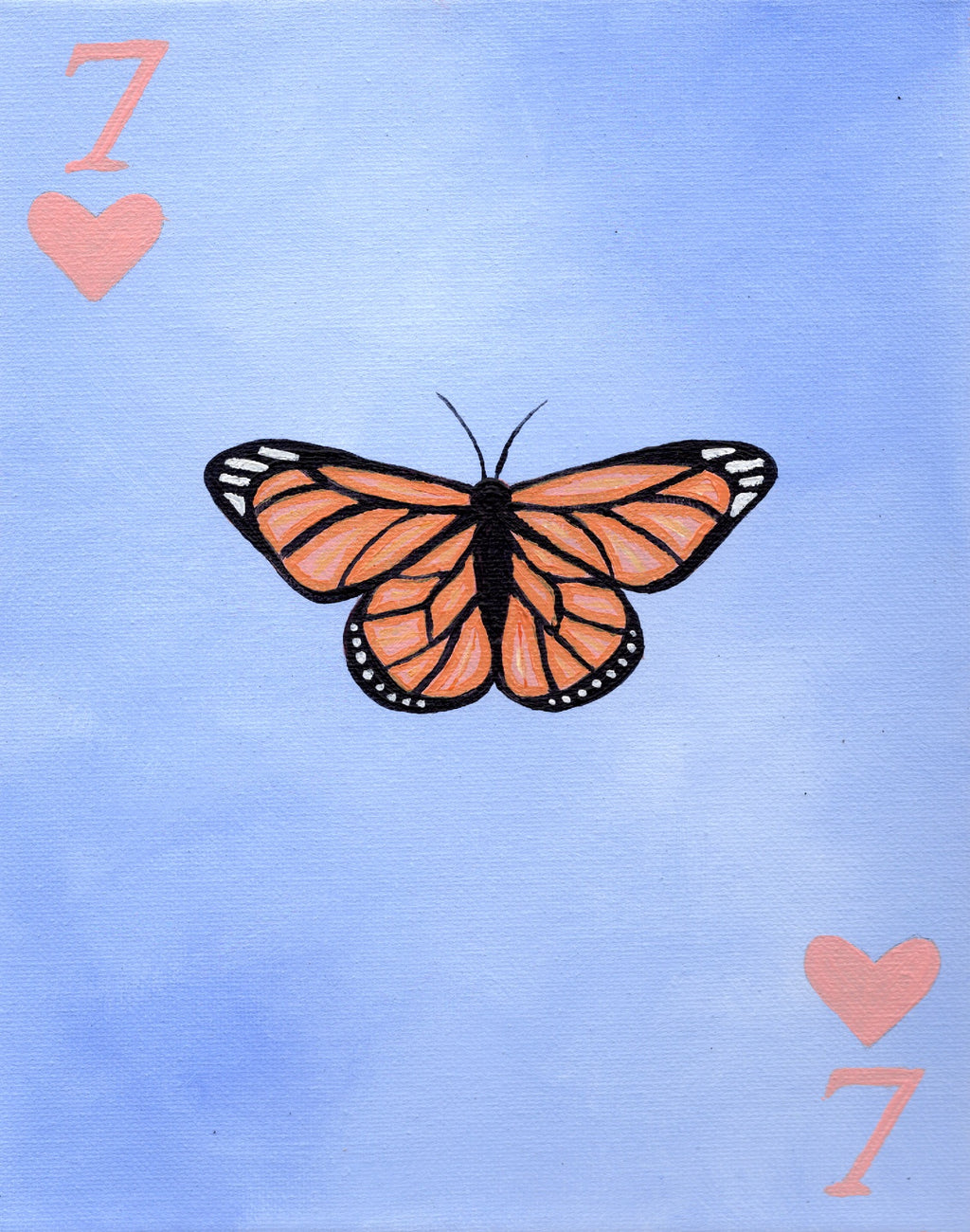 Lucky Monarch Butterfly Acrylic Painting 8x10 Print with 11x14 Matte Border