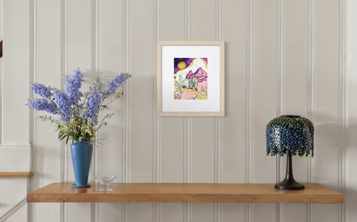 Moonlit Bear Watercolor Painting Print