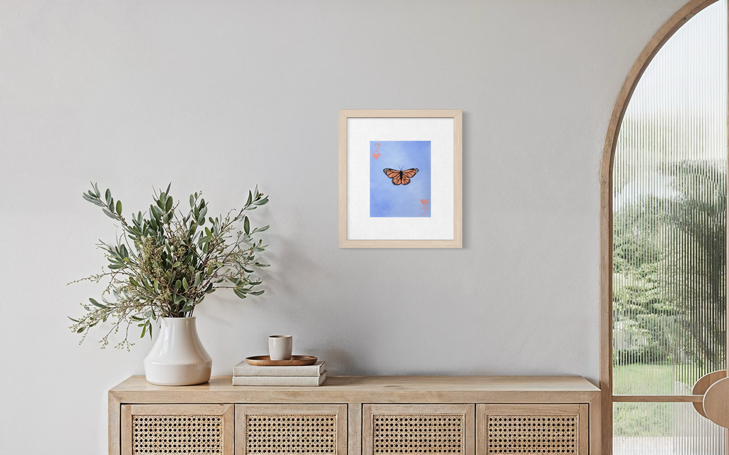 Lucky Monarch Butterfly Acrylic Painting 8x10 Print with 11x14 Matte Border
