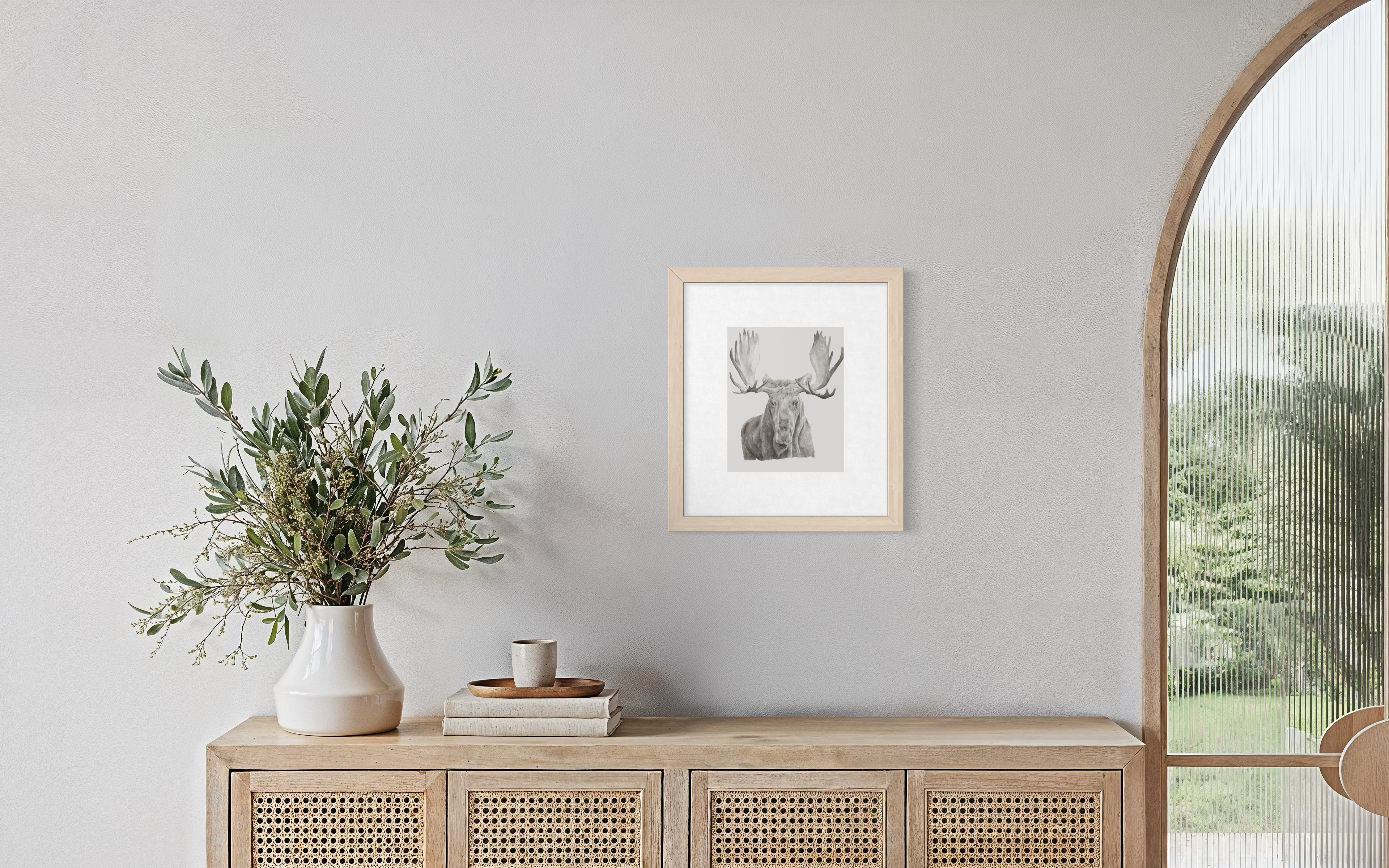 Moose Pencil Sketch 8x10 Print with 11x14 Matte Border