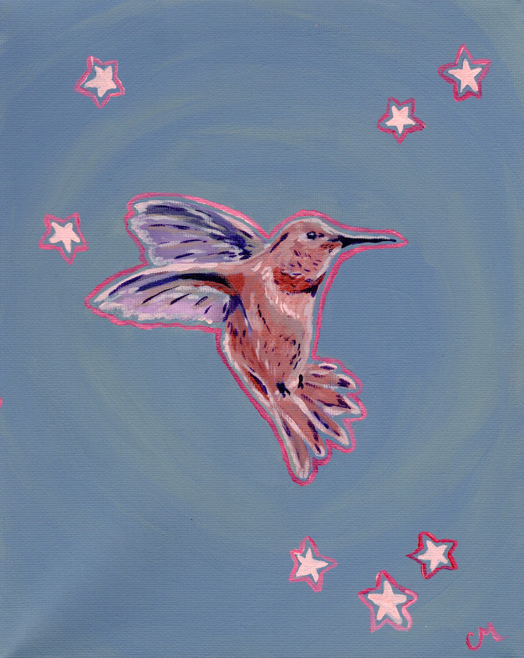 Hummingbird Acrylic Painting Print