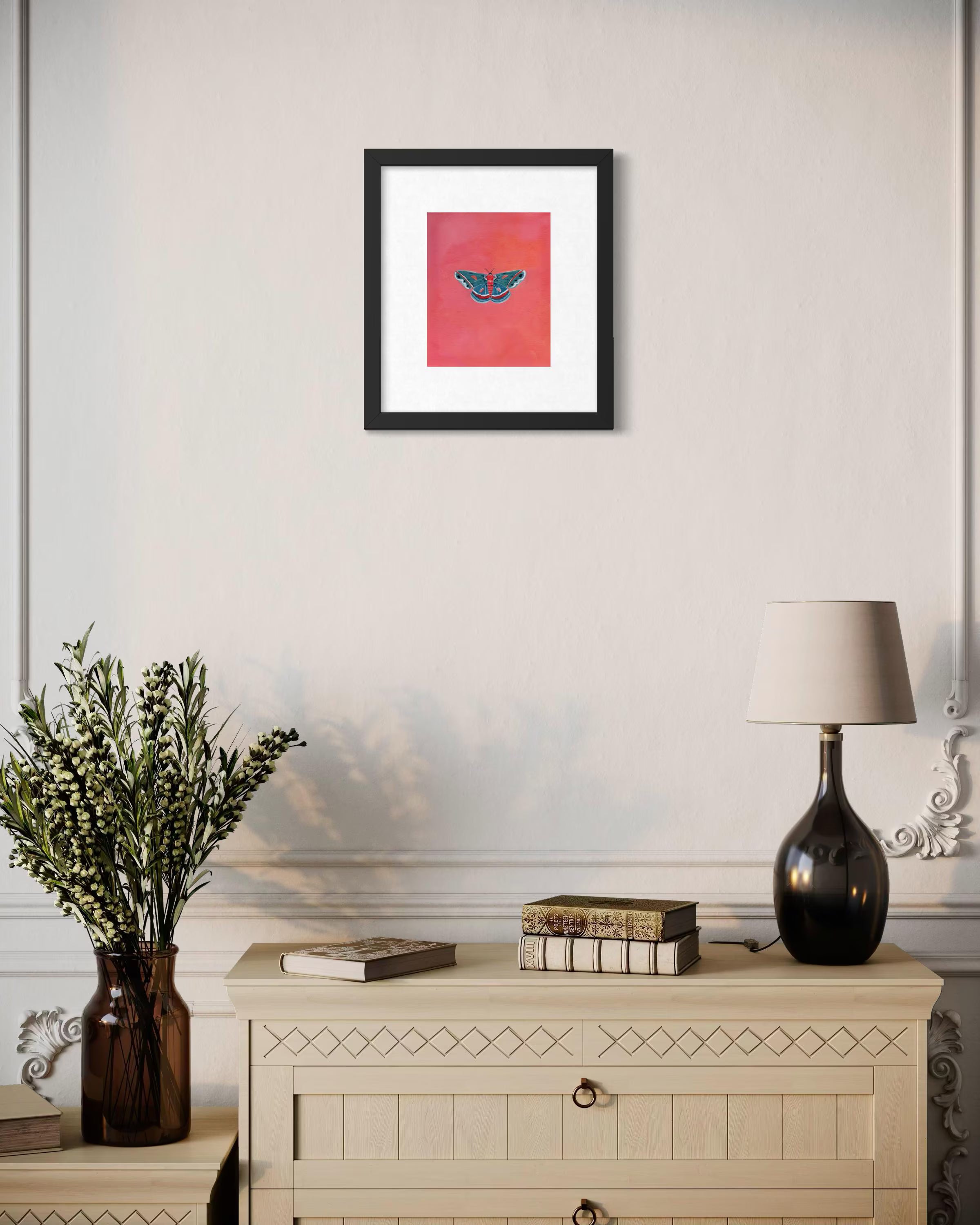 Moth Acrylic Painting 8x10 Print with 11x14 Matte Border